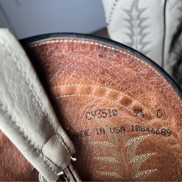 Rare Tony Lama Men's Cream Black Leather Vintage Western Boots Size 9.5 - Picture 13 of 13
